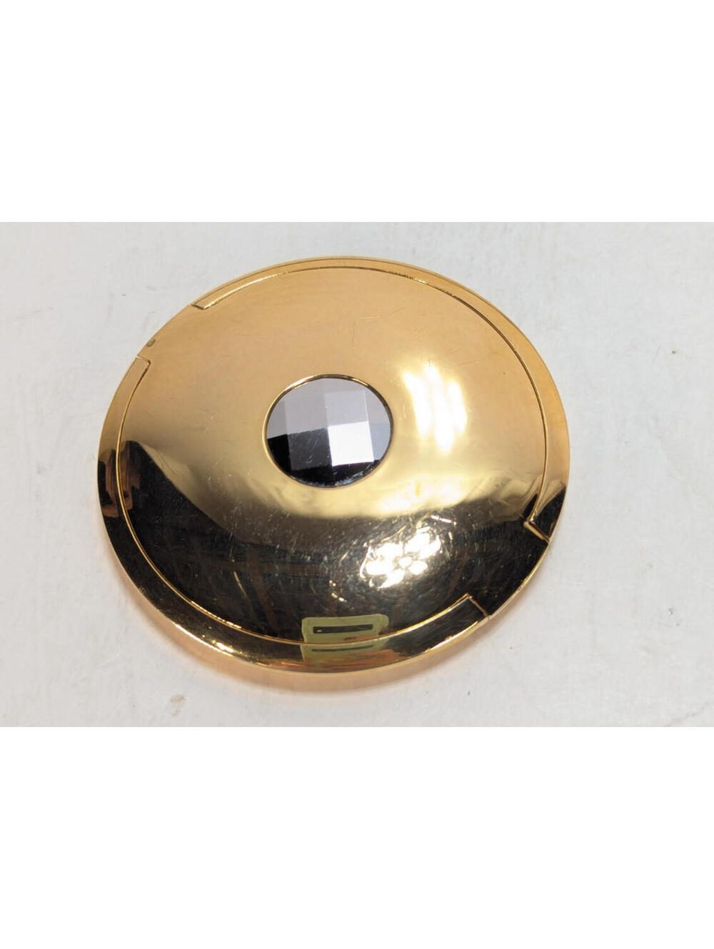 Vintage Compact 2 Sidd Mirror Gold Tone W/Silver Tone Geometric Center Design 3"